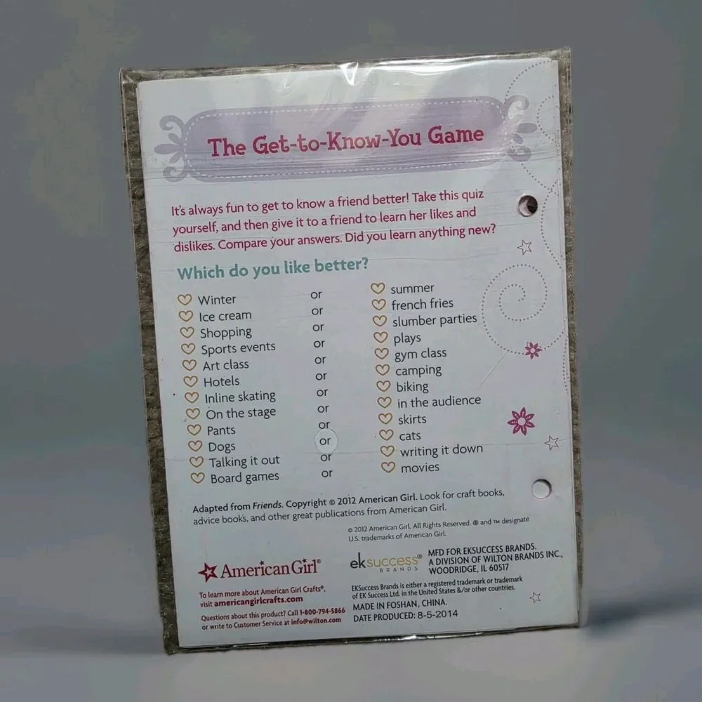 American Girl Doll Accessory The Get To Know You Game Replacement Booklet New